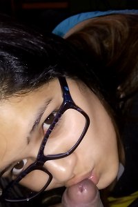 an older dame takes a gigantic rod and gives him the blowjob